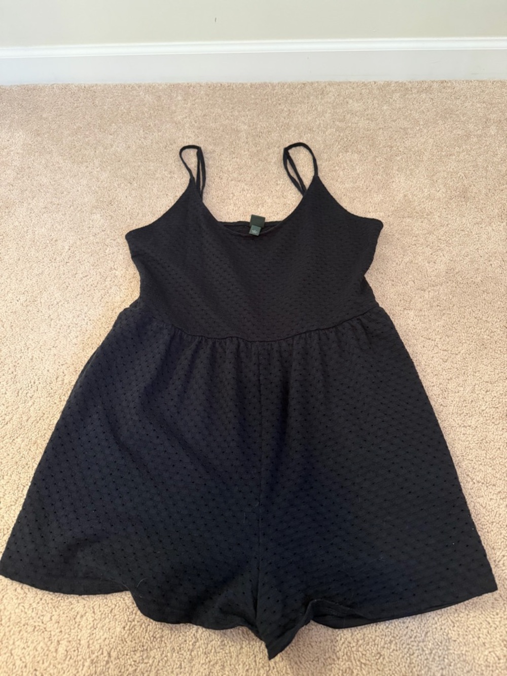 Wild Fable Black Textured Spaghetti-Strap Romper